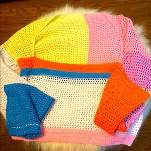 Colorful Patchwork Knit Sweater